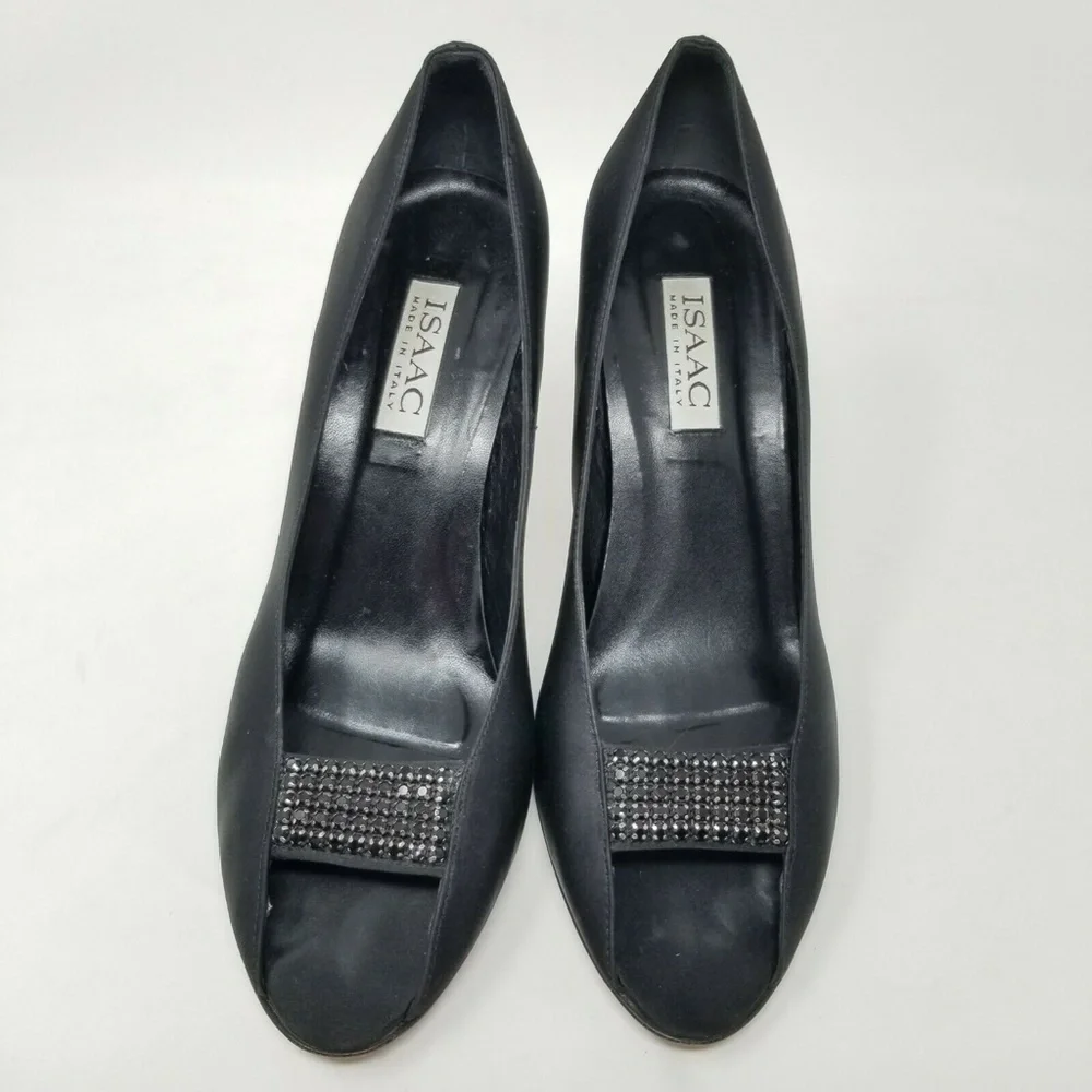 Isaac Mizrahi Black Fabric Leather Stone Slip On